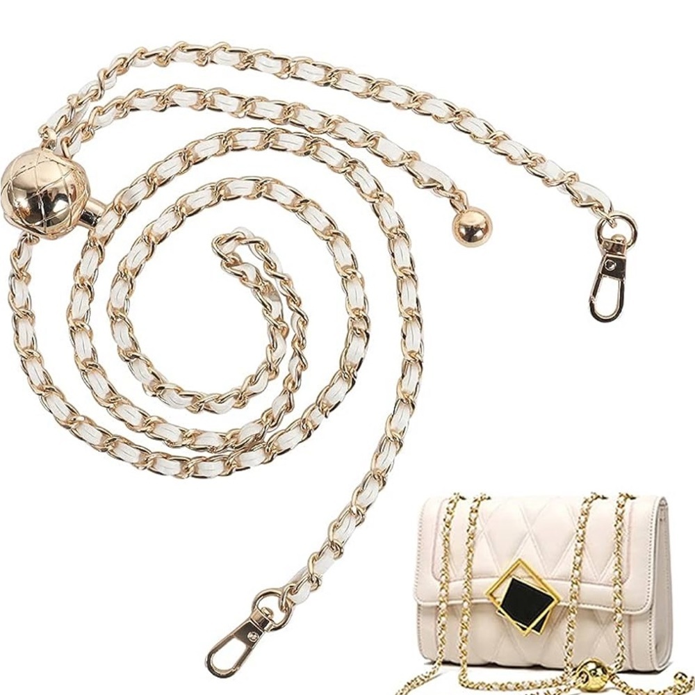 GoldTone Faux Leather Chain Adjustable Purse Strap Crossbody/Shoulder Chain-NEW